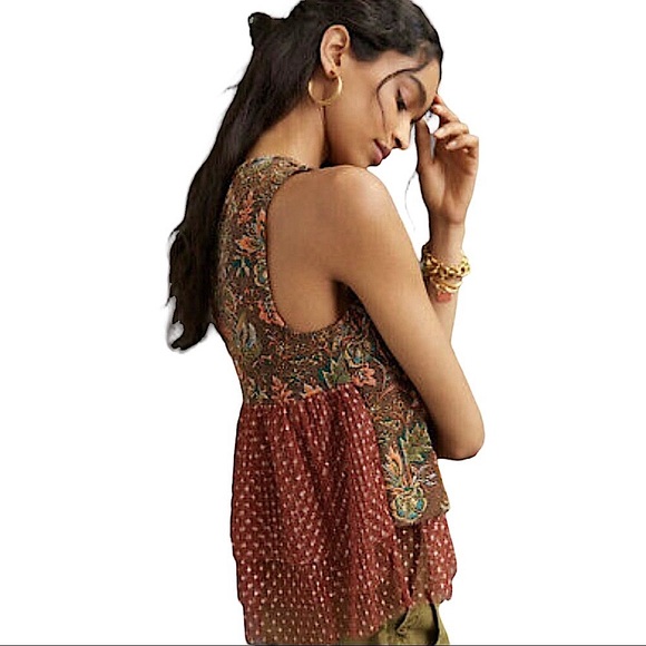 Eva Franco Anthropologie size small sleeveless  Jacquard top in fall colors NWT - Picture 2 of 16